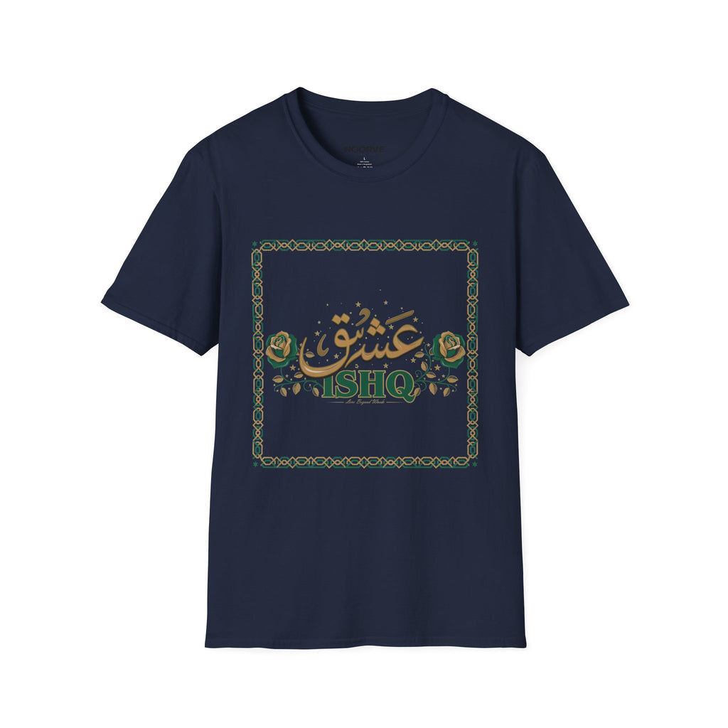 Arabic 'Ishq' Graphic T-Shirt — Romantic Calligraphy Floral Tee