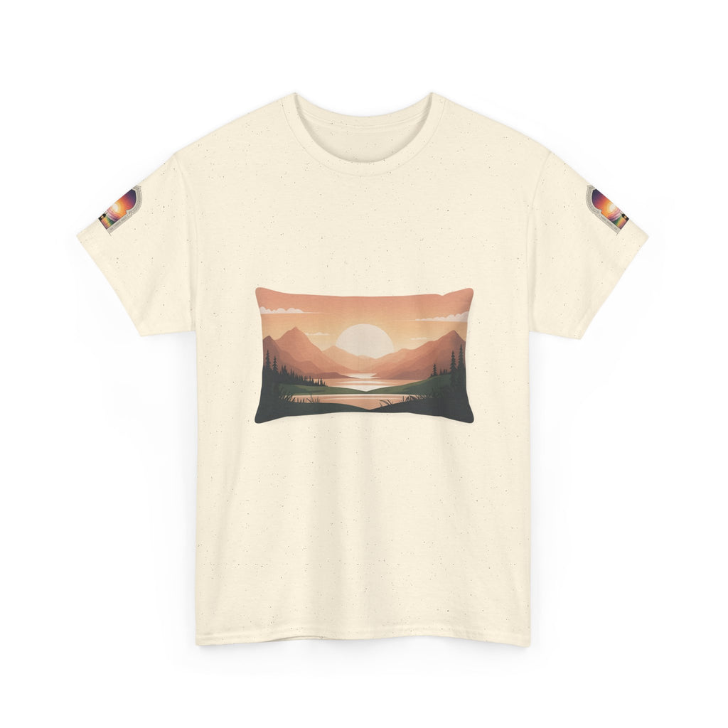 Sunset Mountain Landscape Tee - Retro Nature Graphic T-Shirt