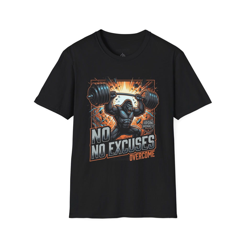 Motivational Weightlifting T-Shirt — 'No Excuses' Gorilla Gym Tee