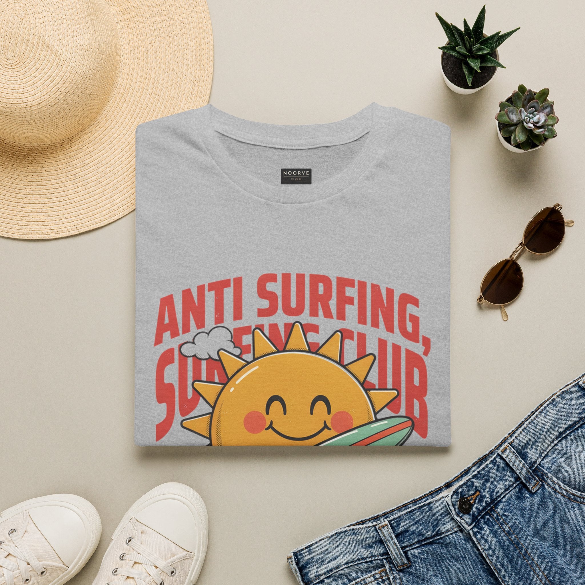 Anti Surfing Sun Club T-Shirt — Funny Retro Surfing Graphic Tee | Noorve | T-Shirt
