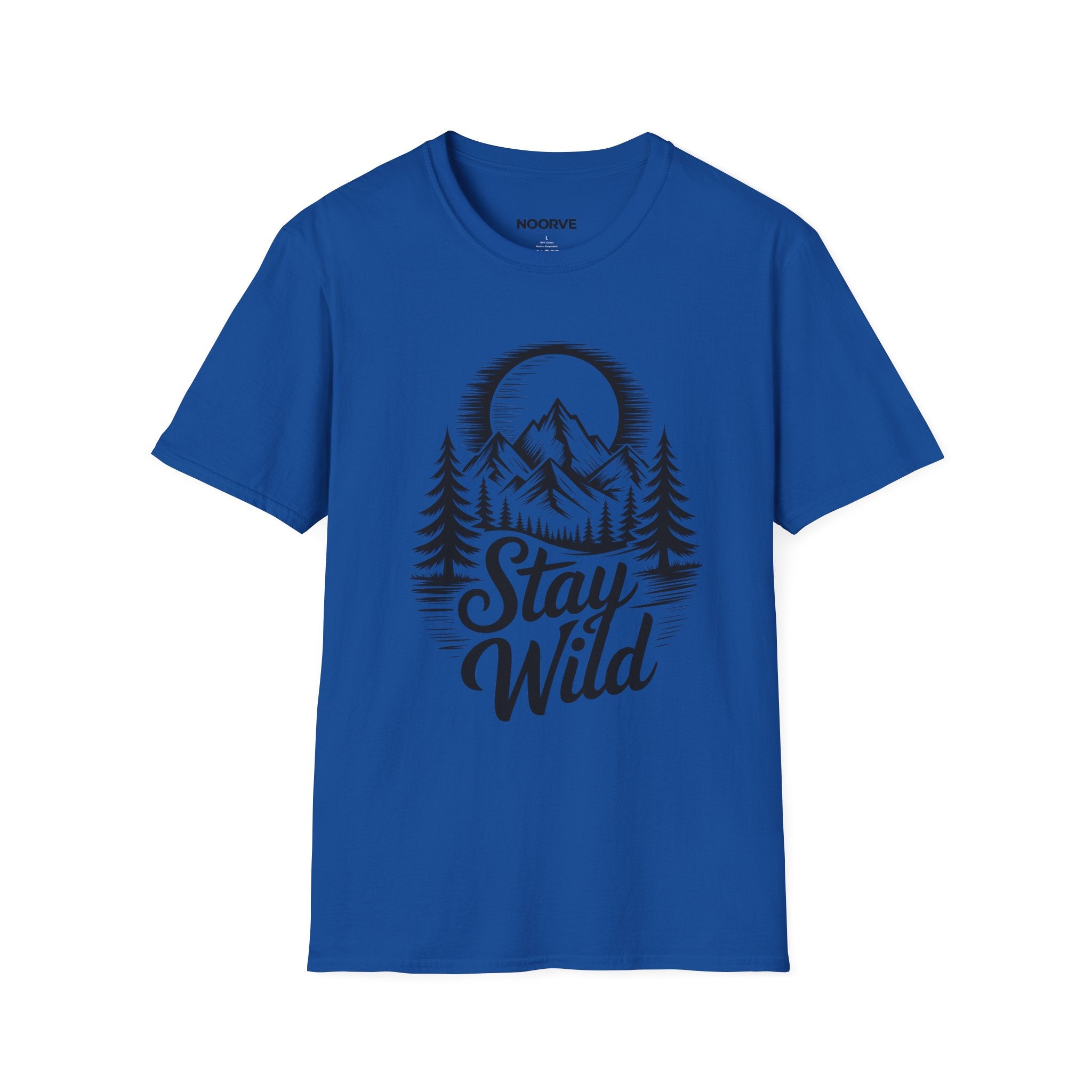 Stay Wild Mountain T‑Shirt — Adventure Graphic Tee with Mountains & Pine Trees