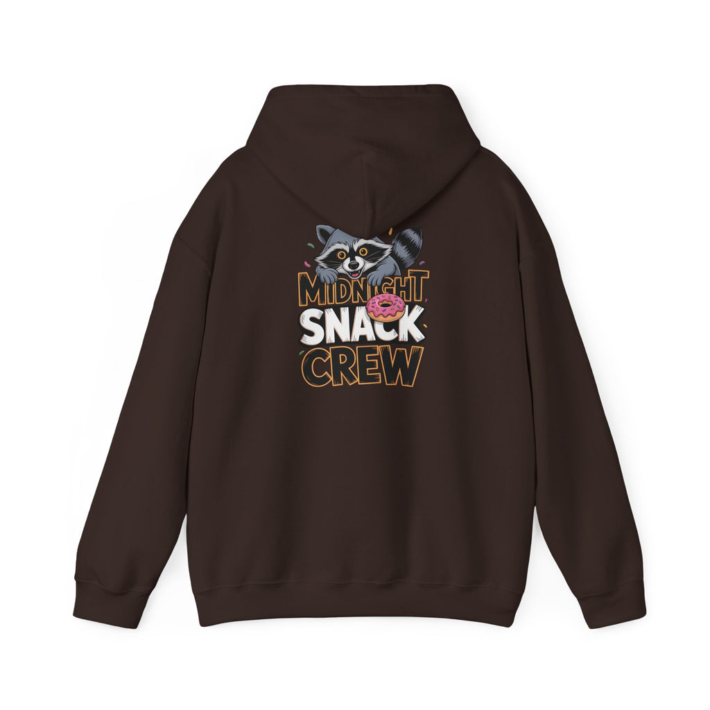Midnight Snack Crew Hoodie — 'Wake the Sky' Raccoon Graphic Hooded Sweatshirt