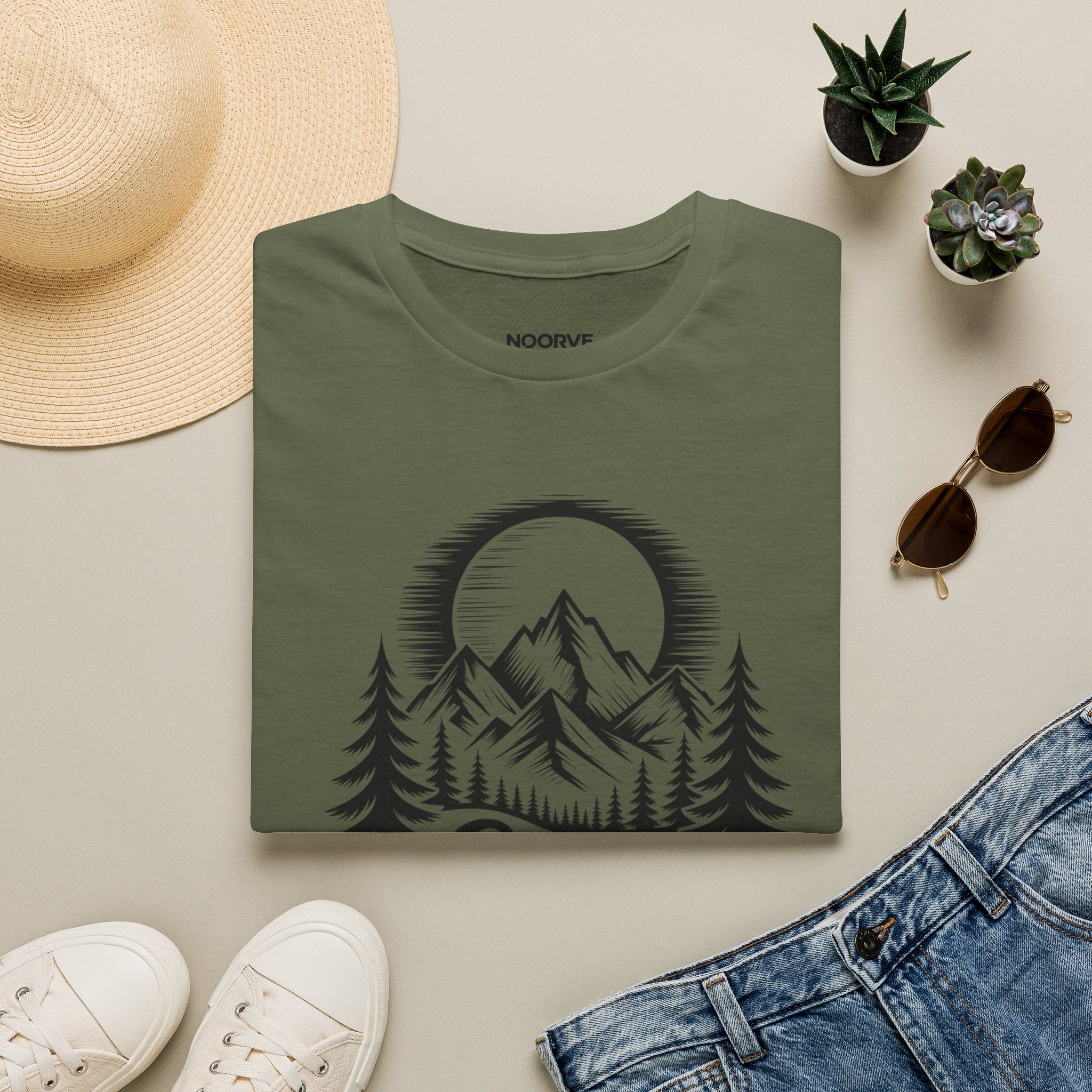 Stay Wild Mountain T‑Shirt — Adventure Graphic Tee with Mountains & Pine Trees