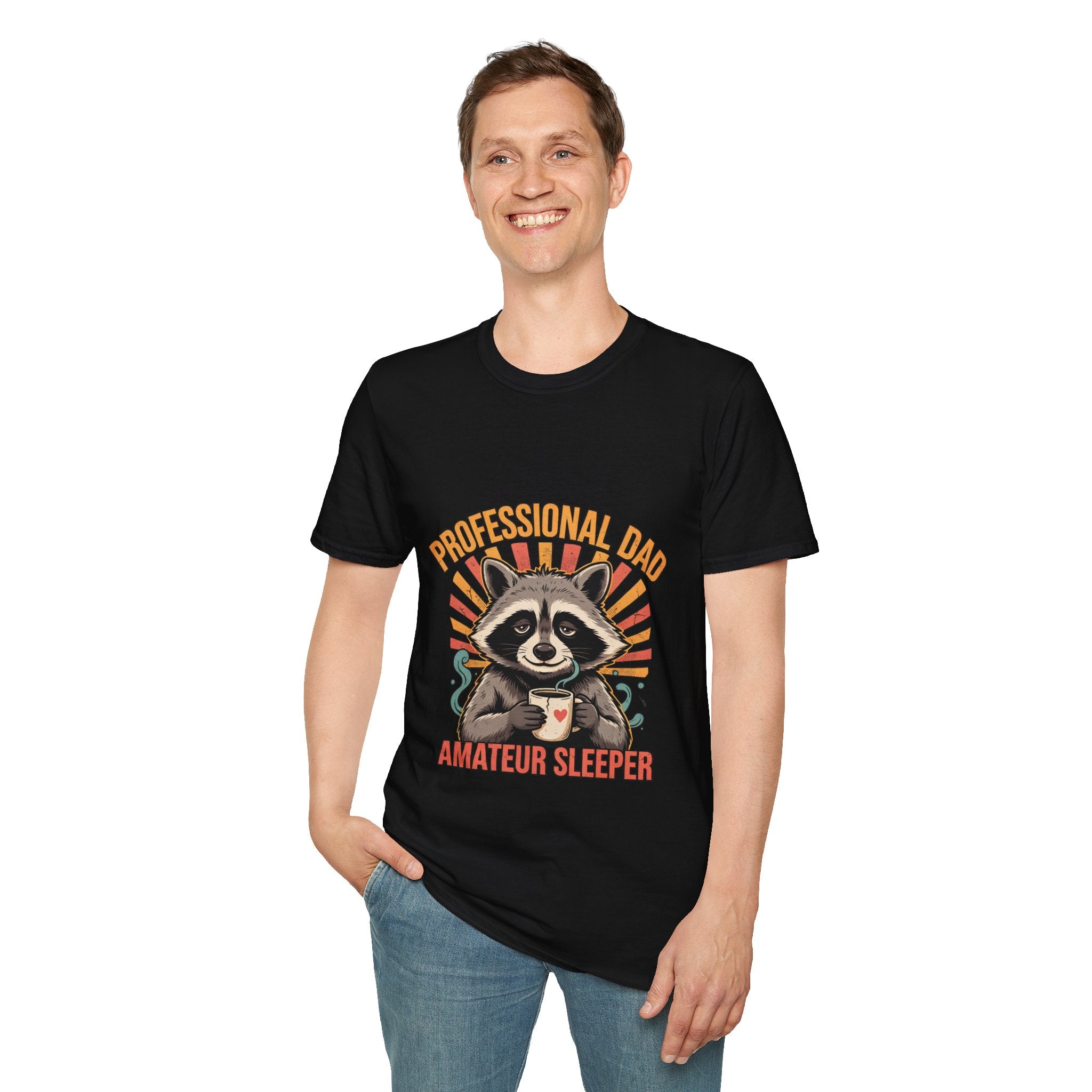 Dad T-Shirt – “Professional Dad, Amateur Sleeper” Cute Raccoon Father’s Day Tee