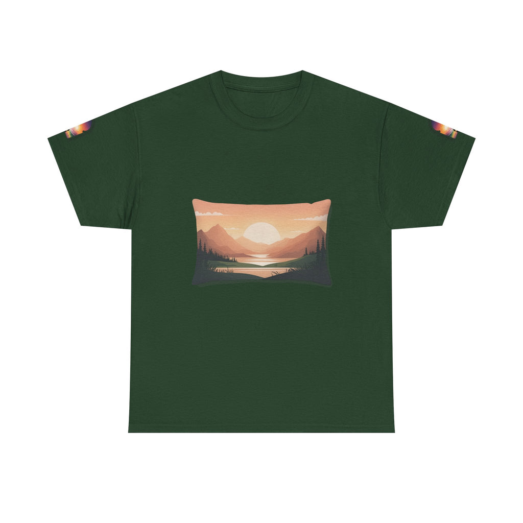 Sunset Mountain Landscape Tee - Retro Nature Graphic T-Shirt | Noorve | T-Shirt