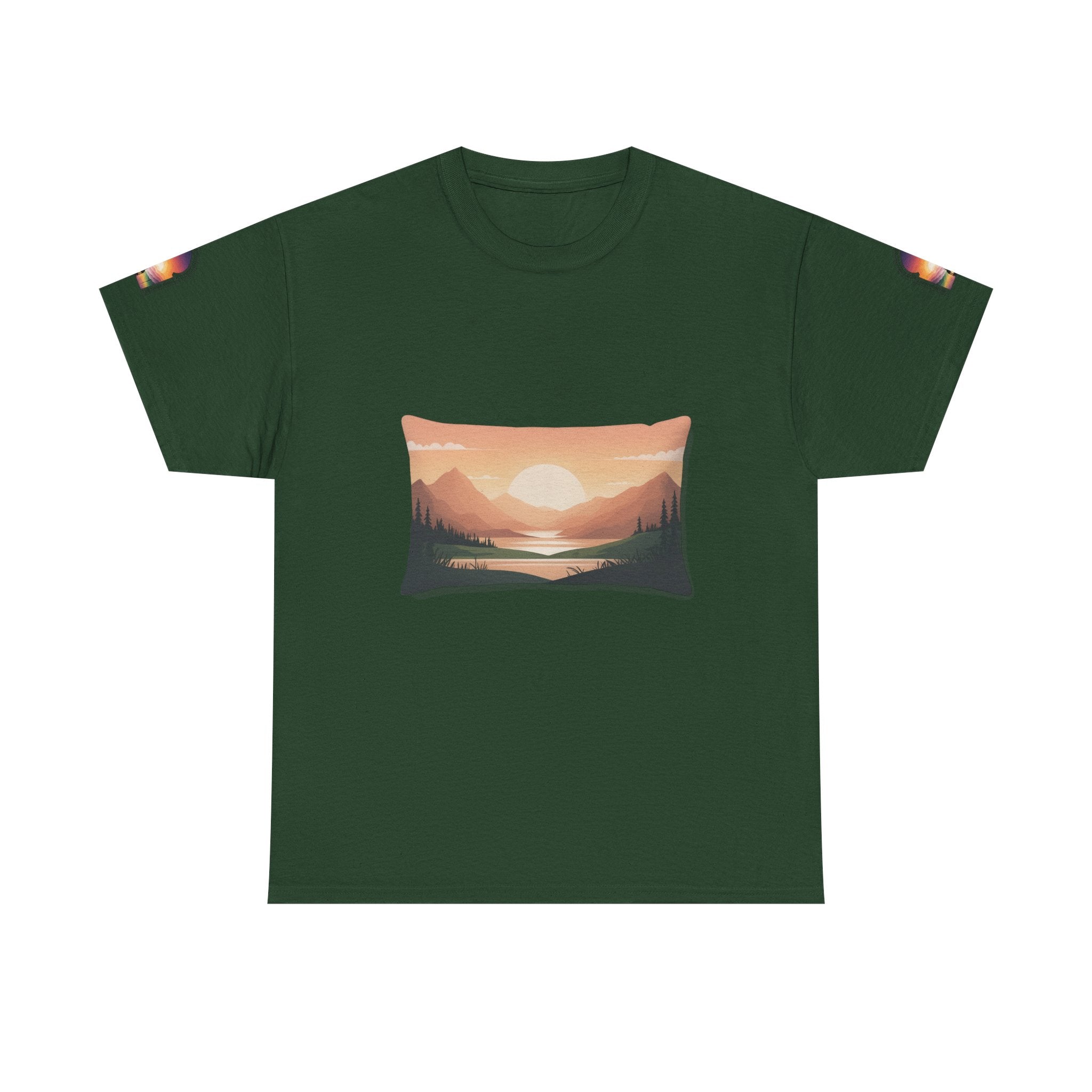 Sunset Mountain Landscape Tee - Retro Nature Graphic T-Shirt | Noorve | T-Shirt