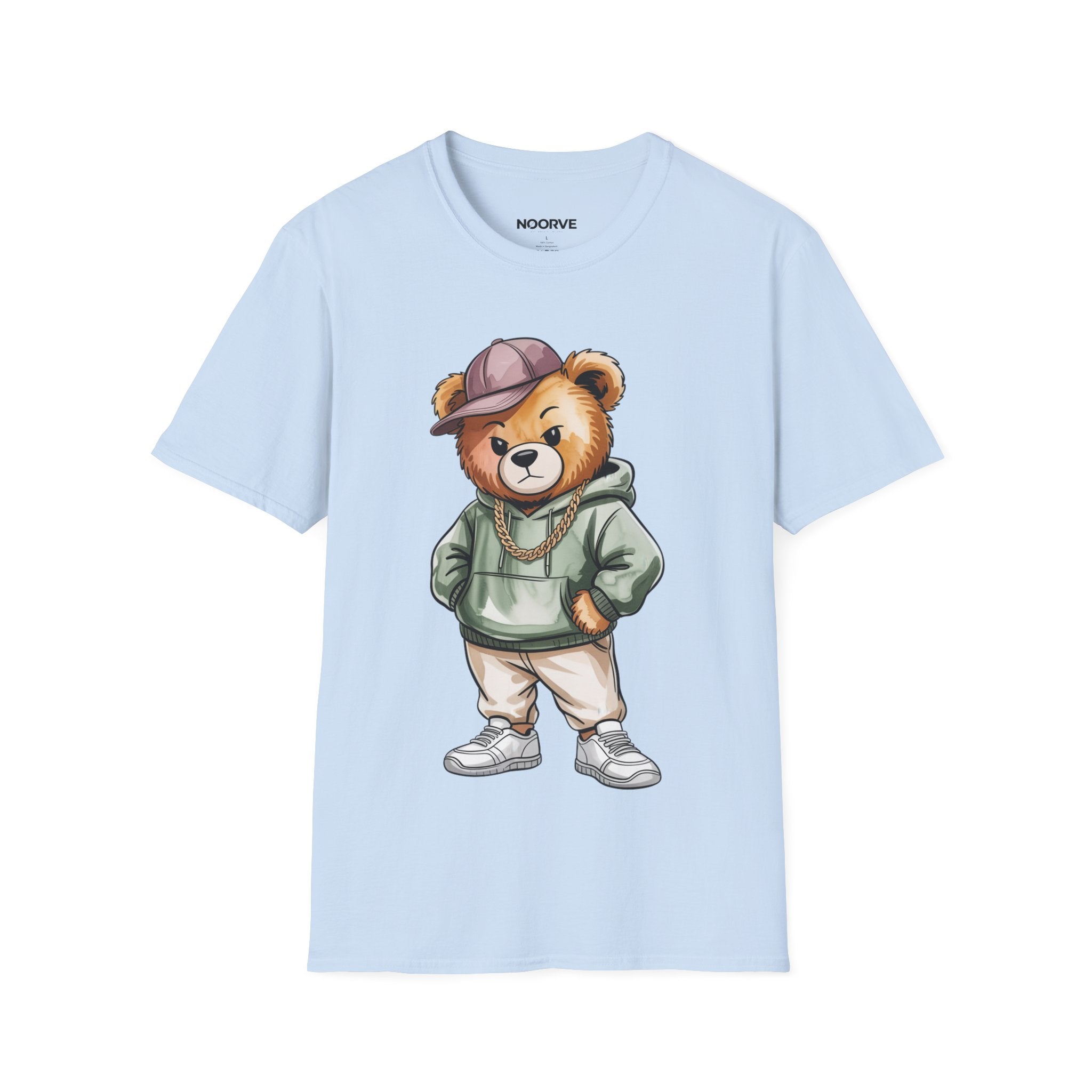 Casual Bear Graphic T-Shirt — Cool Teddy in Hoodie & Cap