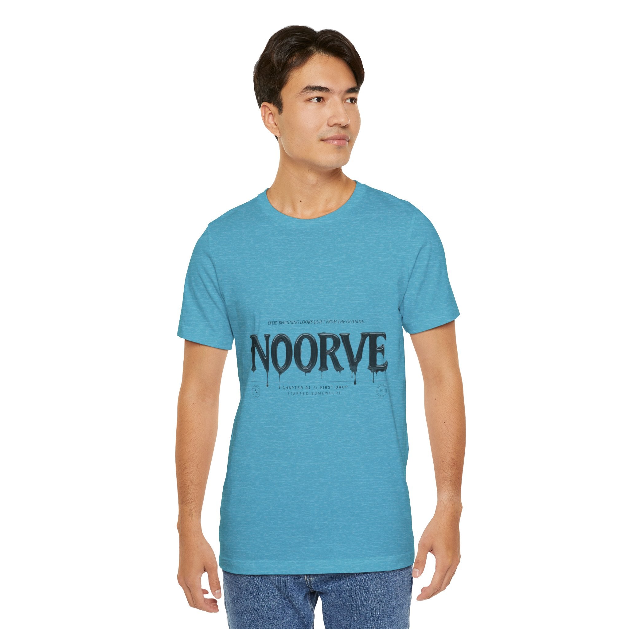 Noorve Drip Logo T-Shirt — Graphic White Tee with Gothic Dripping Text