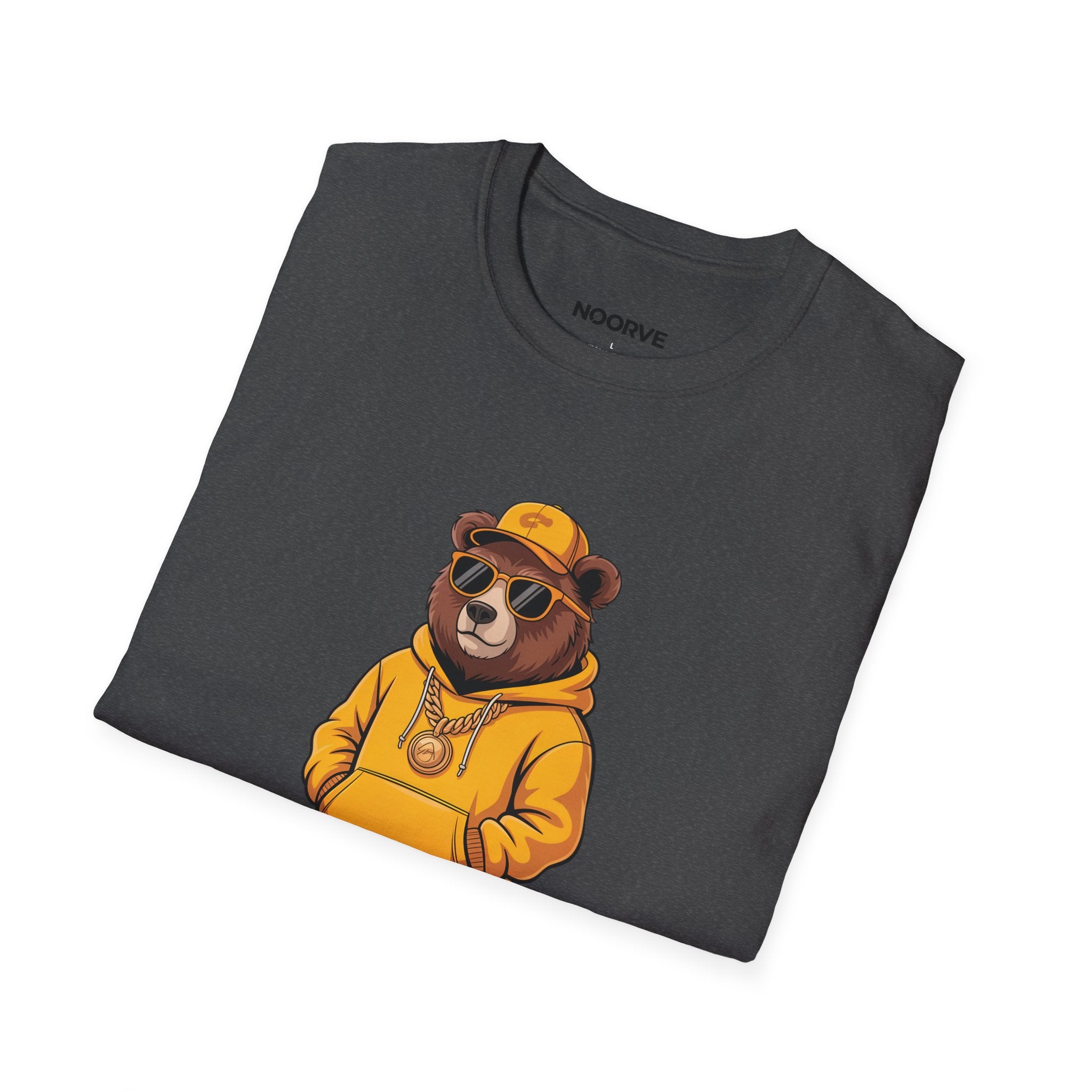 Bear Graphic T-Shirt — Cool Hip-Hop Bear in Yellow Hoodie