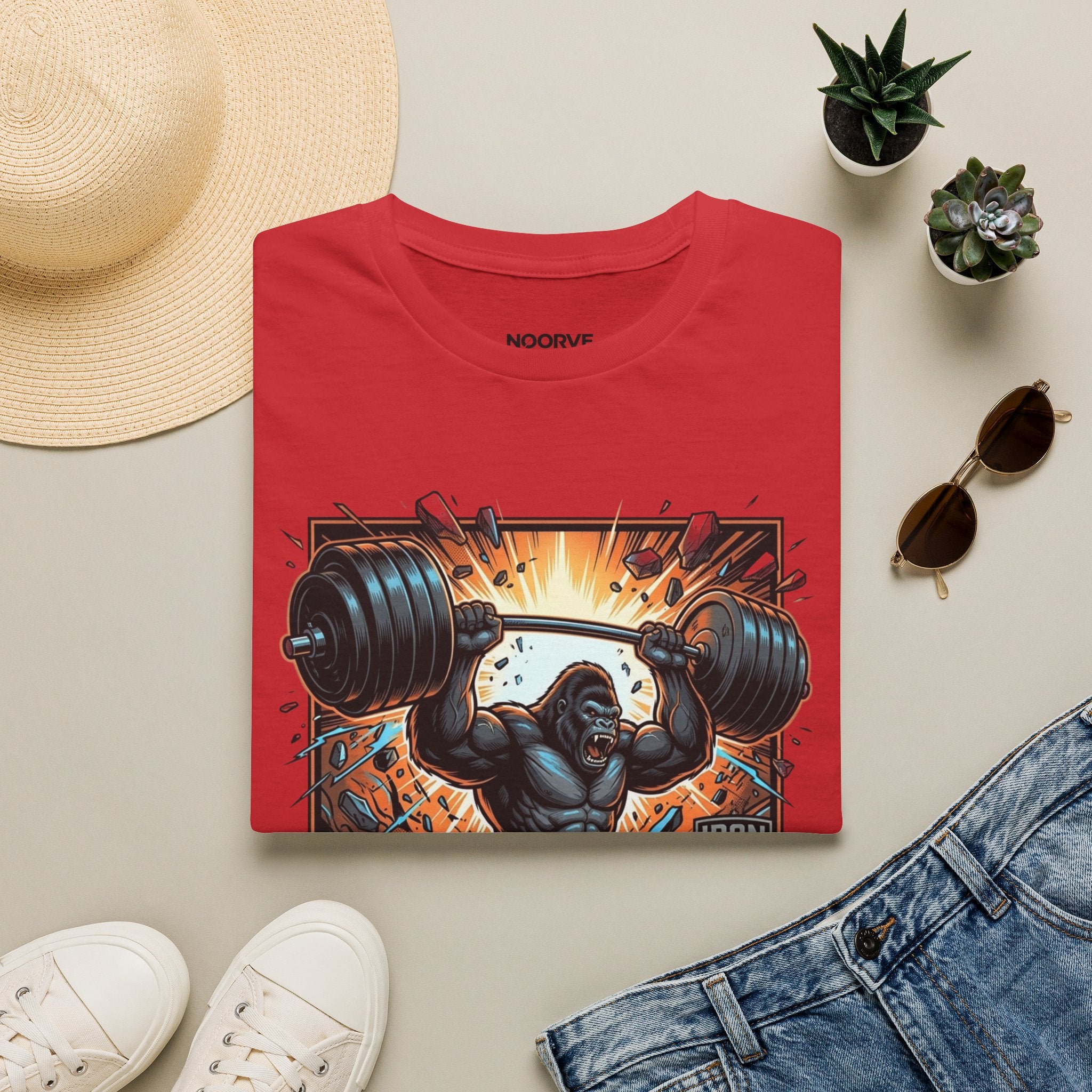 Motivational Weightlifting T-Shirt — 'No Excuses' Gorilla Gym Tee