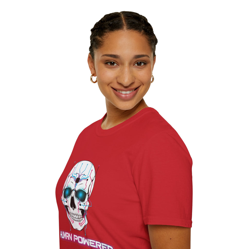 Cyber Skull T‑Shirt — 'Human Powered' Retro Futuristic Graphic Tee