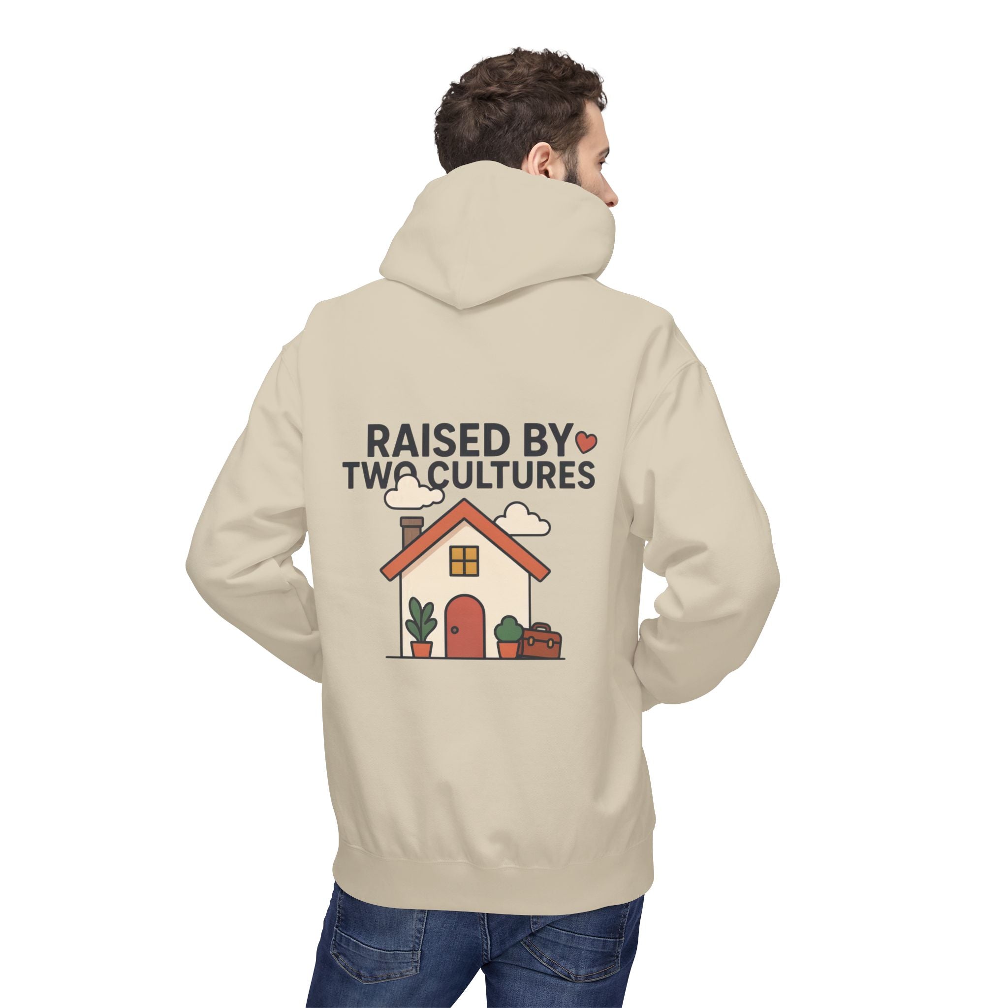 Raised by Two Cultures Hoodie — Multicultural Home Graphic Pullover