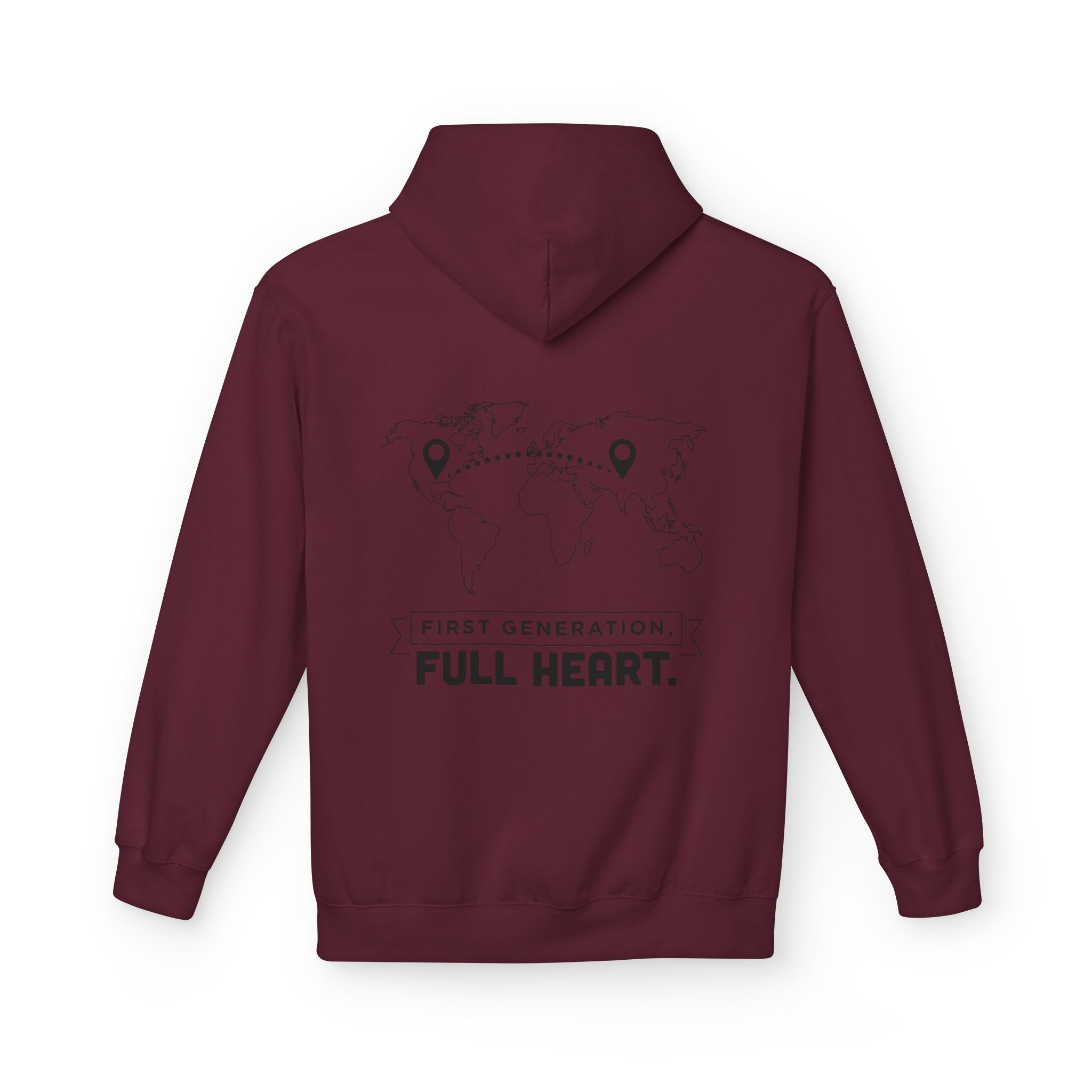 NoCrve 'First Generation, Full Heart' Hoodie — Inspirational Travel Map Pullover