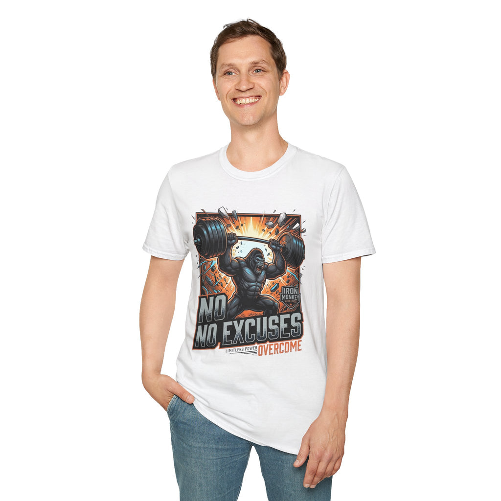 Motivational Weightlifting T-Shirt — 'No Excuses' Gorilla Gym Tee
