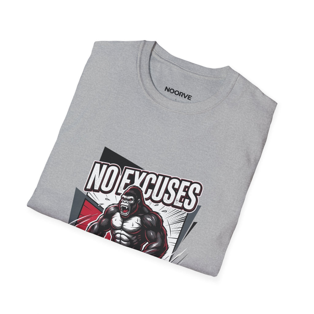 No Excuses T-Shirt — Motivational Gym Gorilla Fitness Tee