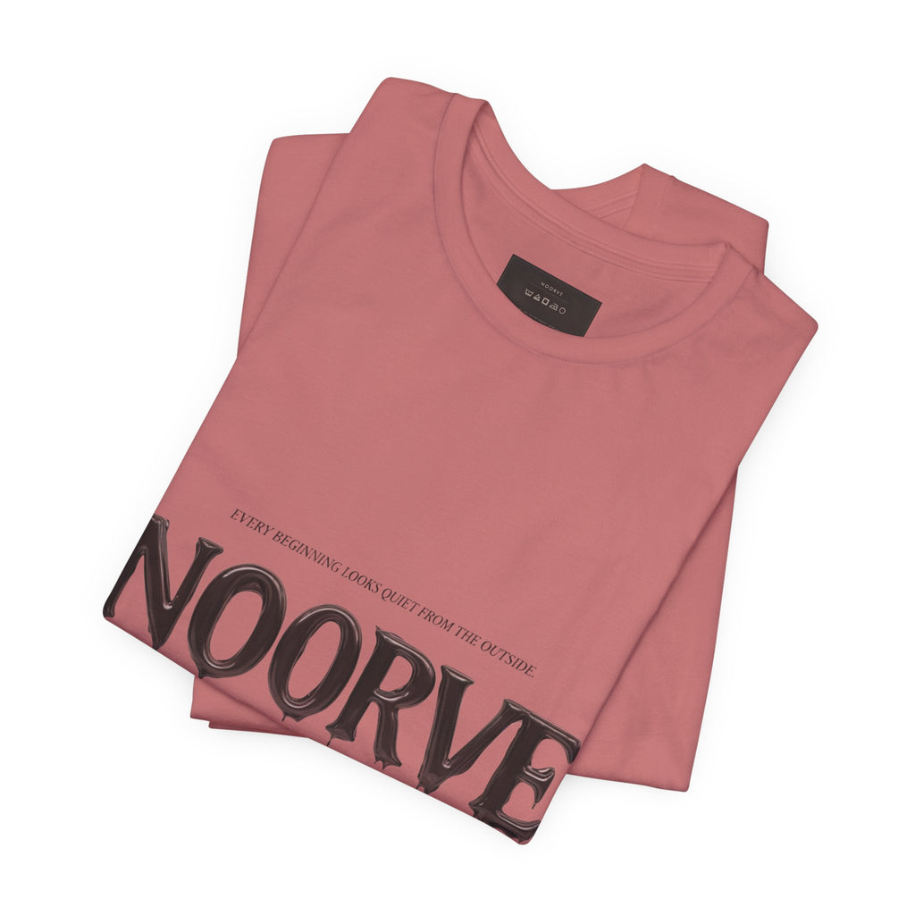 Noorve Drip Logo T-Shirt — Graphic White Tee with Gothic Dripping Text