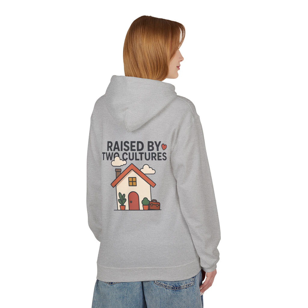 Raised by Two Cultures Hoodie — Multicultural Home Graphic Pullover