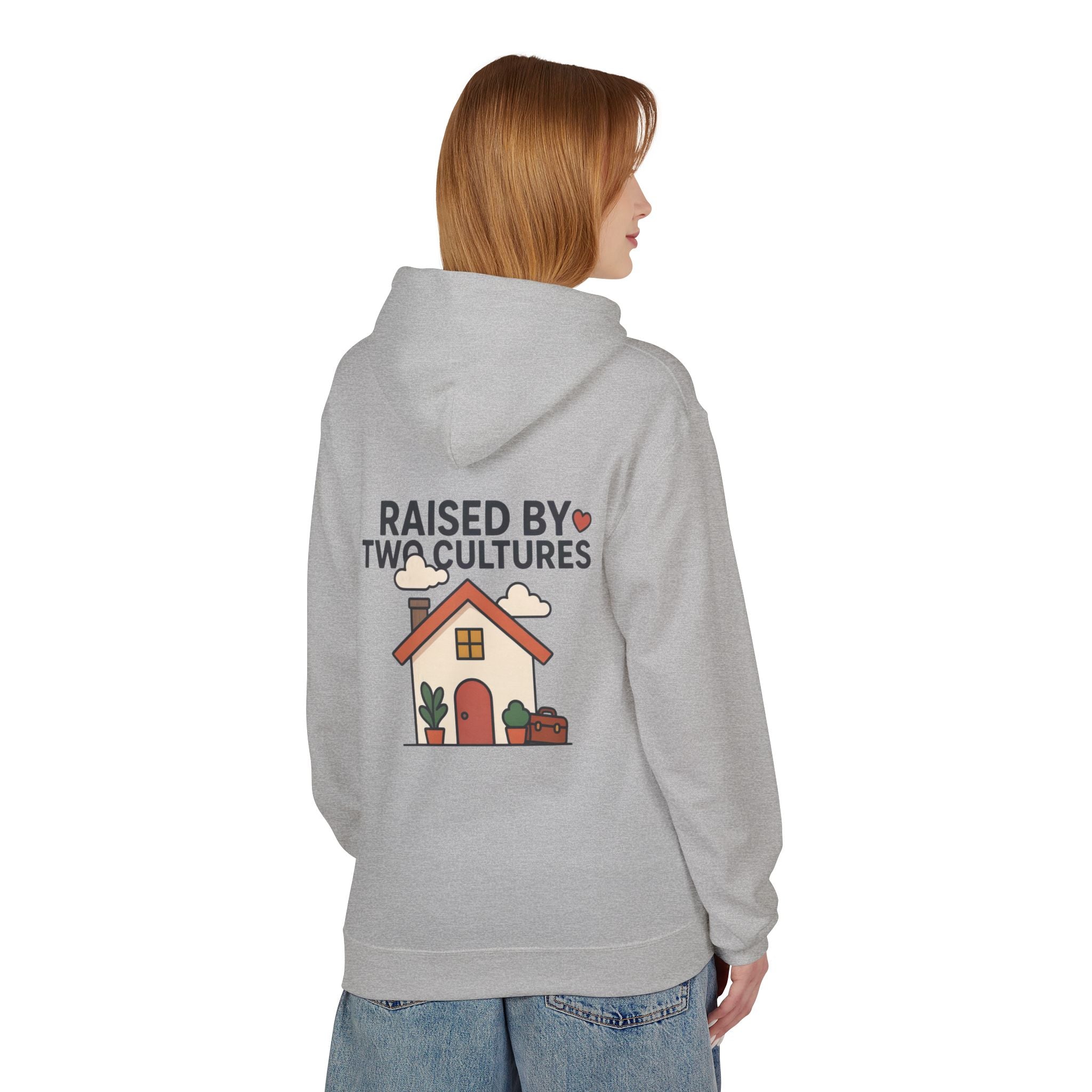Raised by Two Cultures Hoodie — Multicultural Home Graphic Pullover
