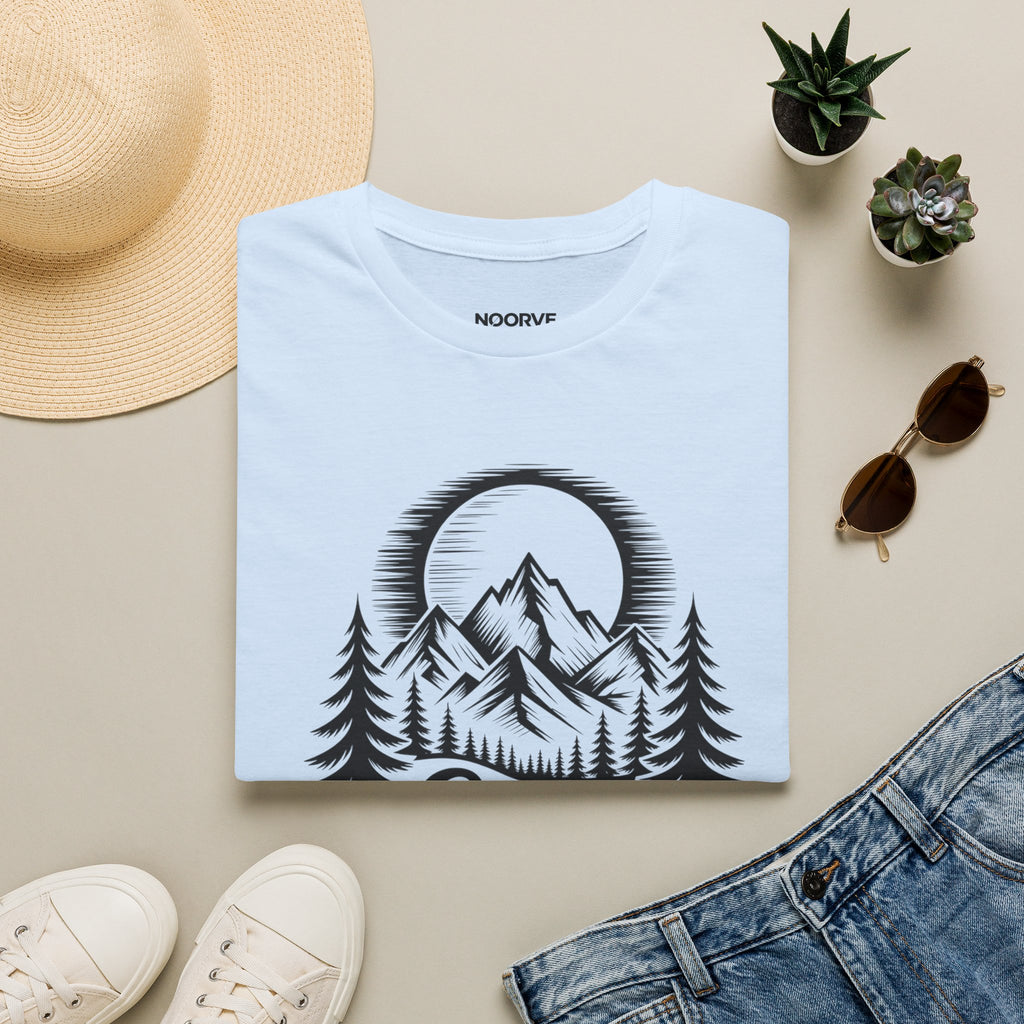 Stay Wild Mountain T‑Shirt — Adventure Graphic Tee with Mountains & Pine Trees