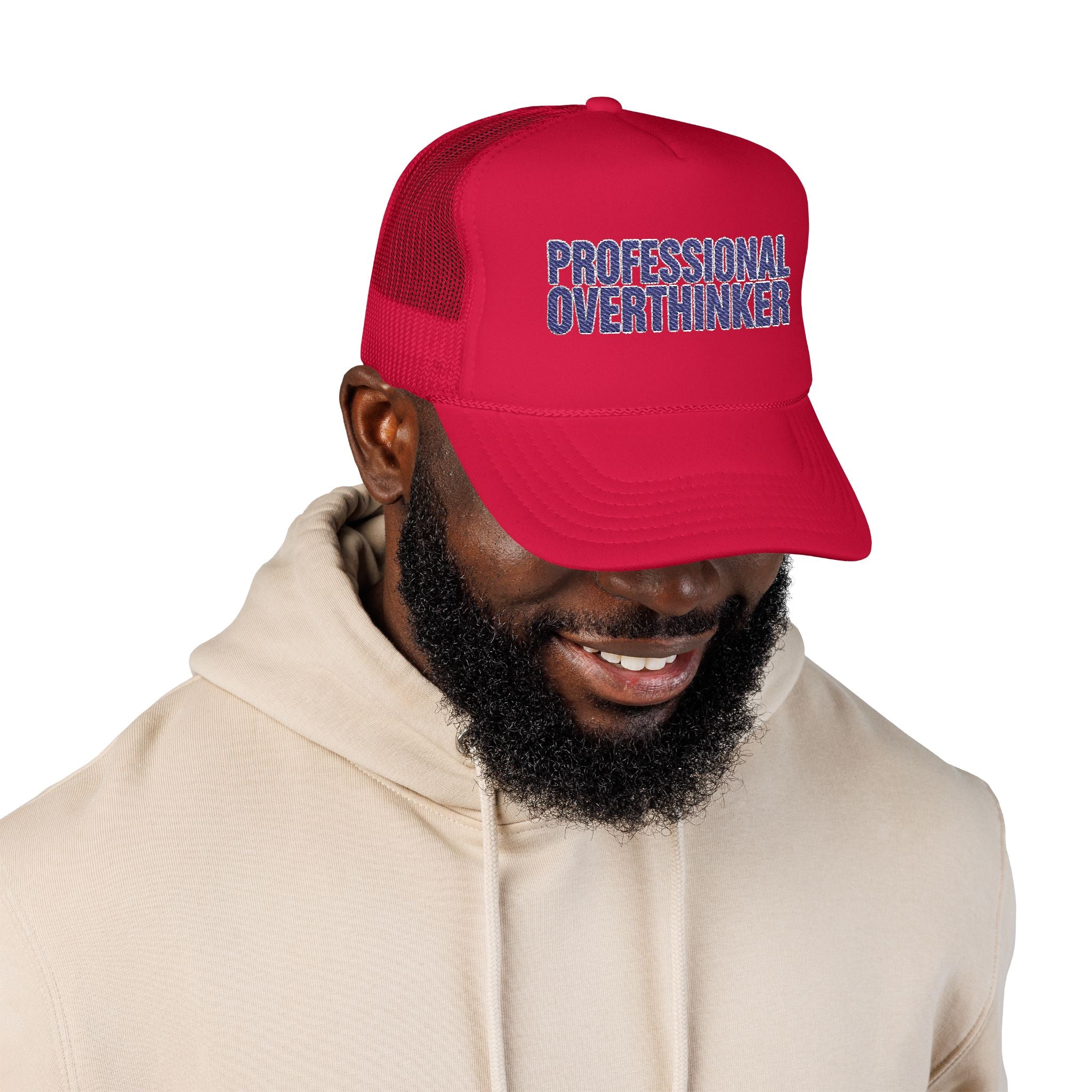Professional Overthinker Trucker Hat — Funny Foam Mesh Cap