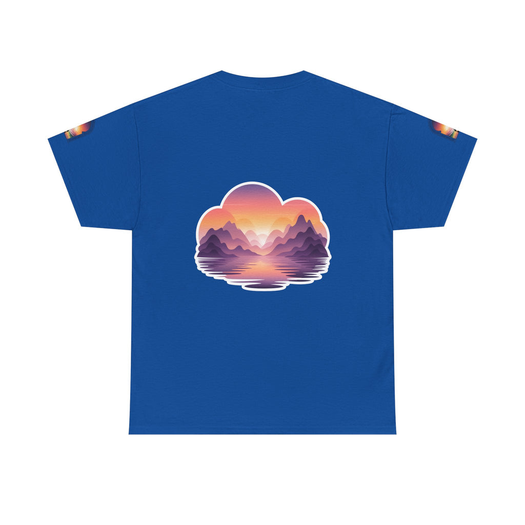 Sunset Mountain Landscape Tee - Retro Nature Graphic T-Shirt