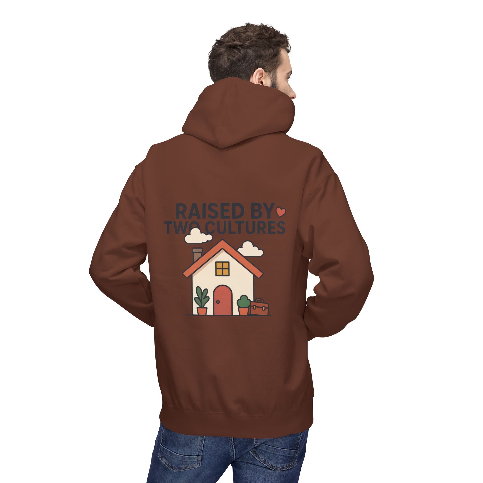 Raised by Two Cultures Hoodie — Multicultural Home Graphic Pullover