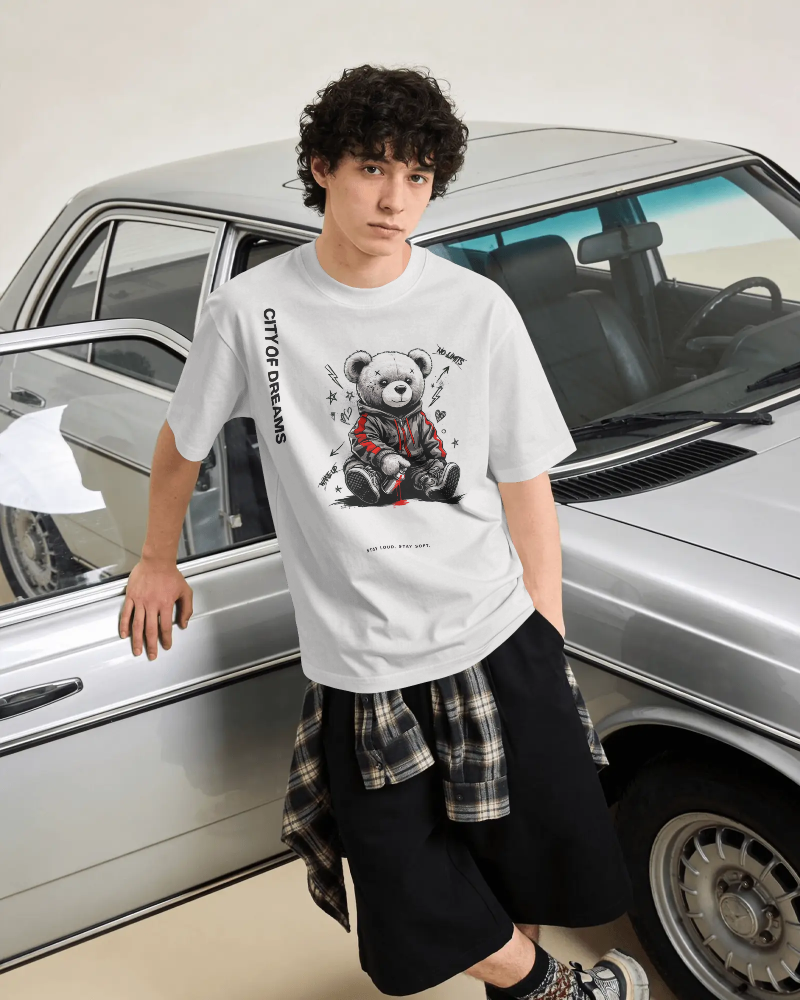 City of Dreams Teddy Bear T-Shirt — Cute Grunge Graphic Tee | Noorve | T-Shirt