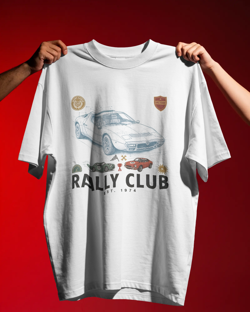 Rally Club Vintage Sports Car T-Shirt — Classic Rally Driving Tee