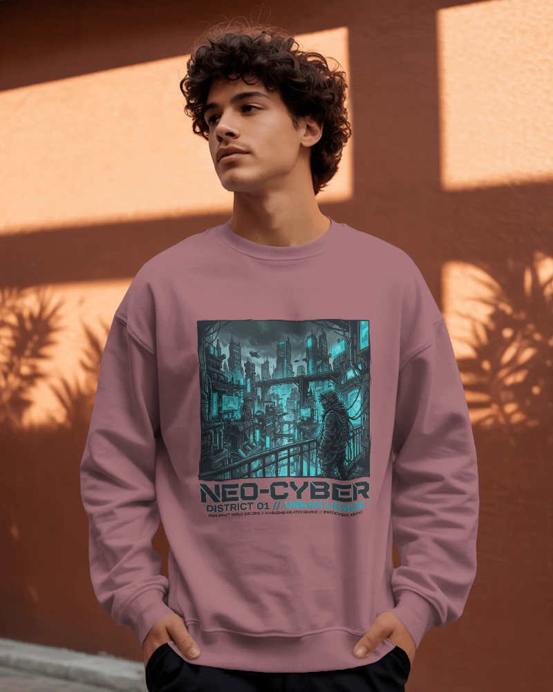 Neo-Cyber Sweatshirt — Retro Futuristic Cyberpunk City Graphic