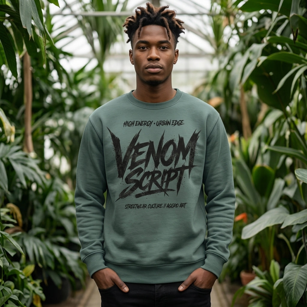 Venom Script Graphic Sweatshirt — Urban High-Energy Streetwear