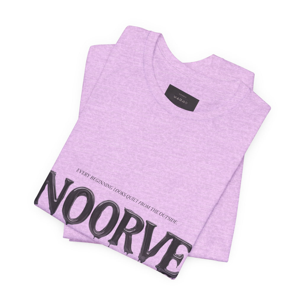 Noorve Drip Logo T-Shirt — Graphic White Tee with Gothic Dripping Text
