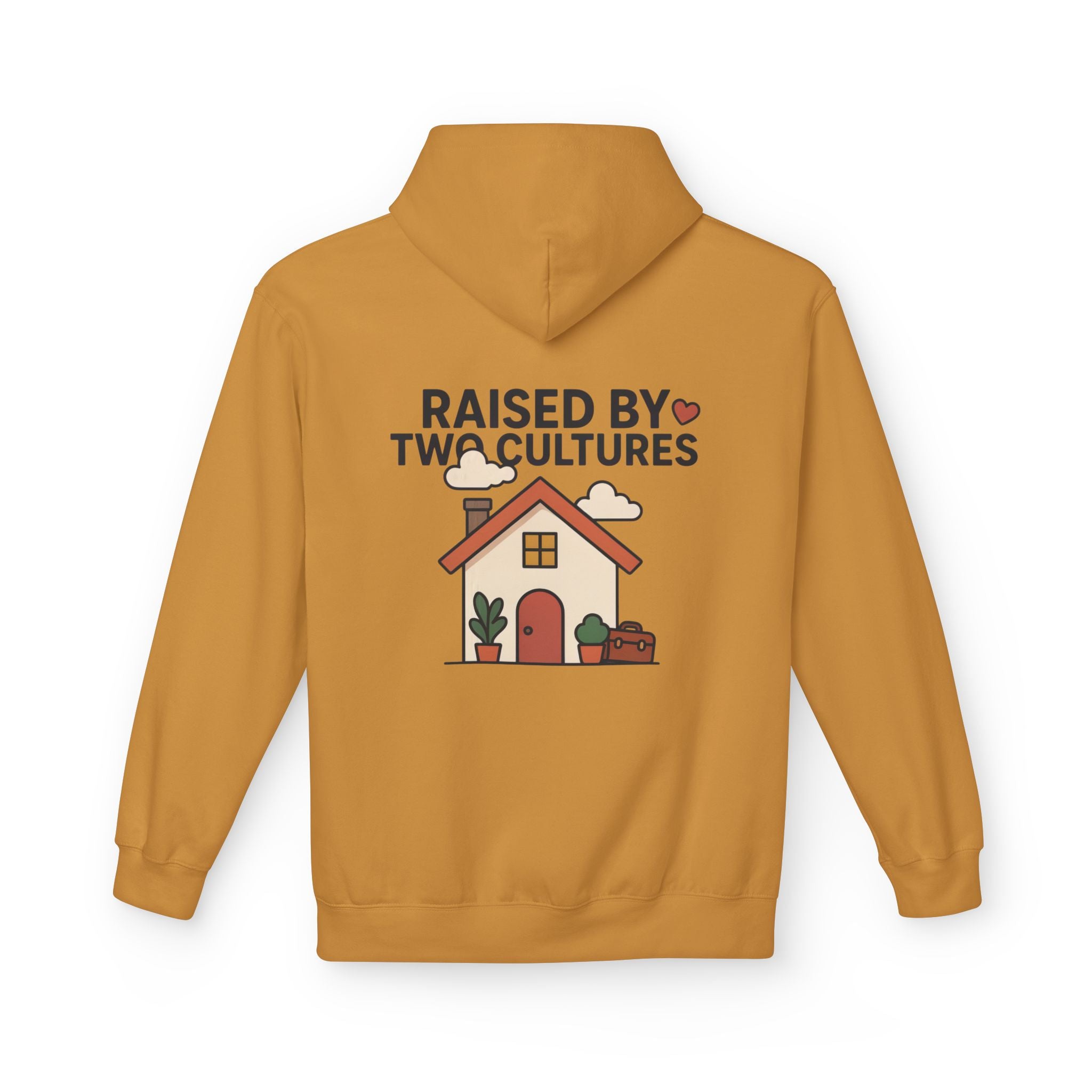 Raised by Two Cultures Hoodie — Multicultural Home Graphic Pullover