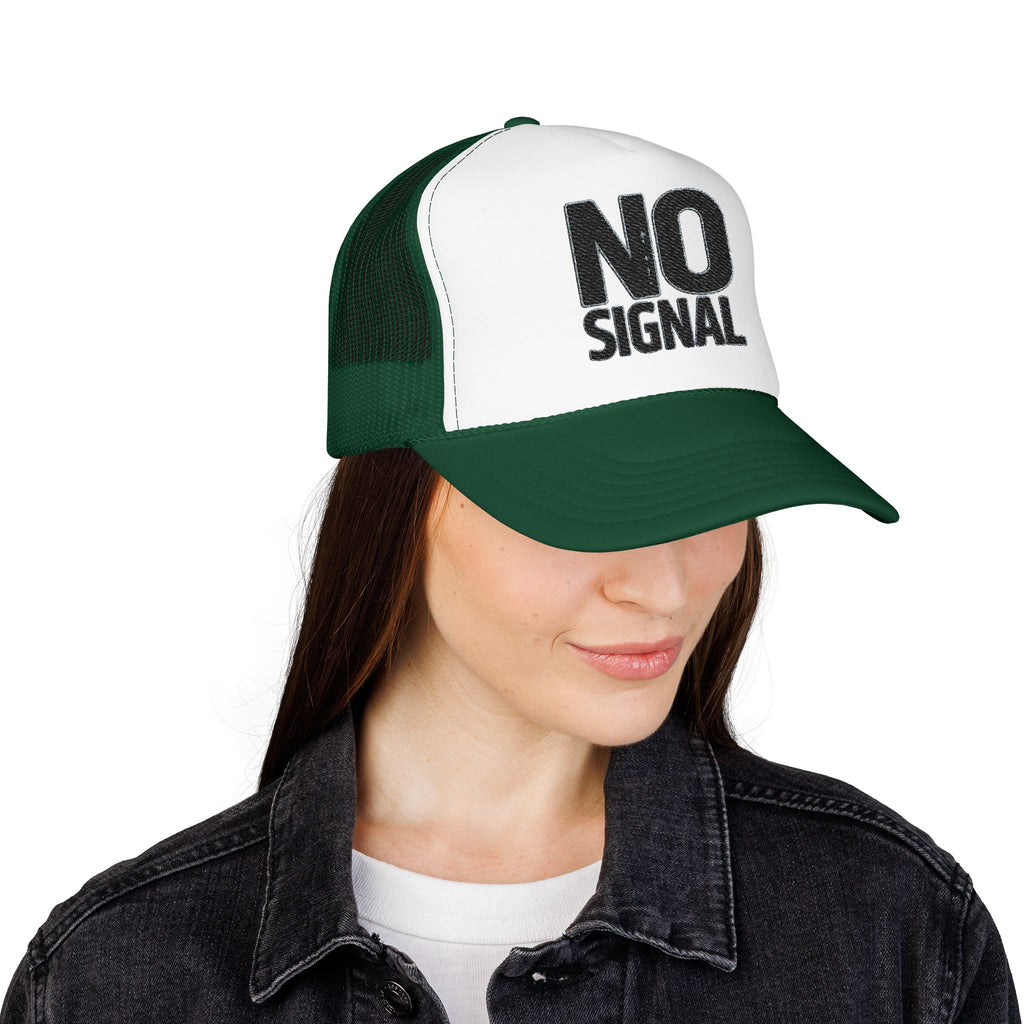 Trucker Hat — "NO SIGNAL" Distressed Foam Mesh Cap