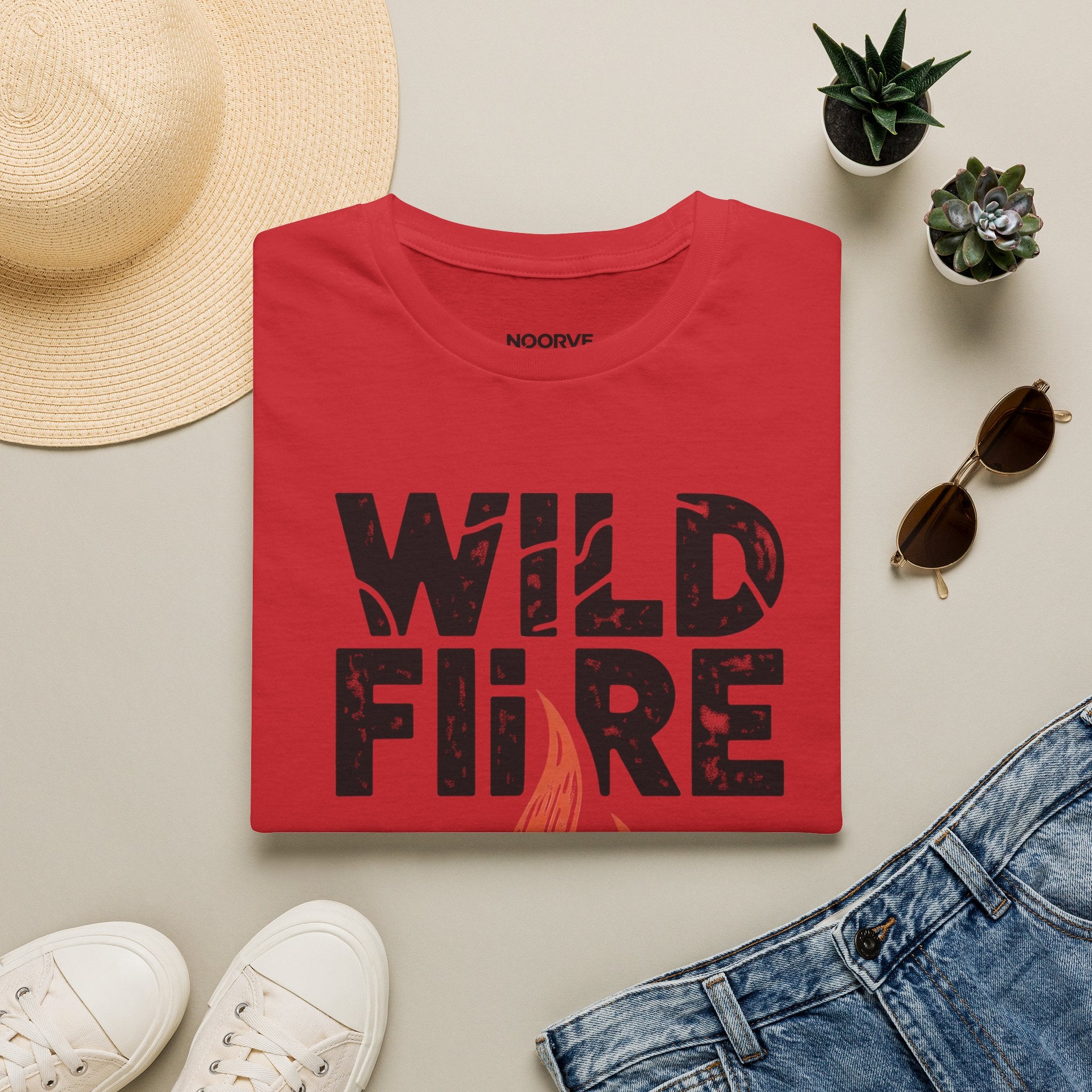 Wild Fire Graphic T-Shirt — Bold Flame Typography Tee | Noorve | T-Shirt