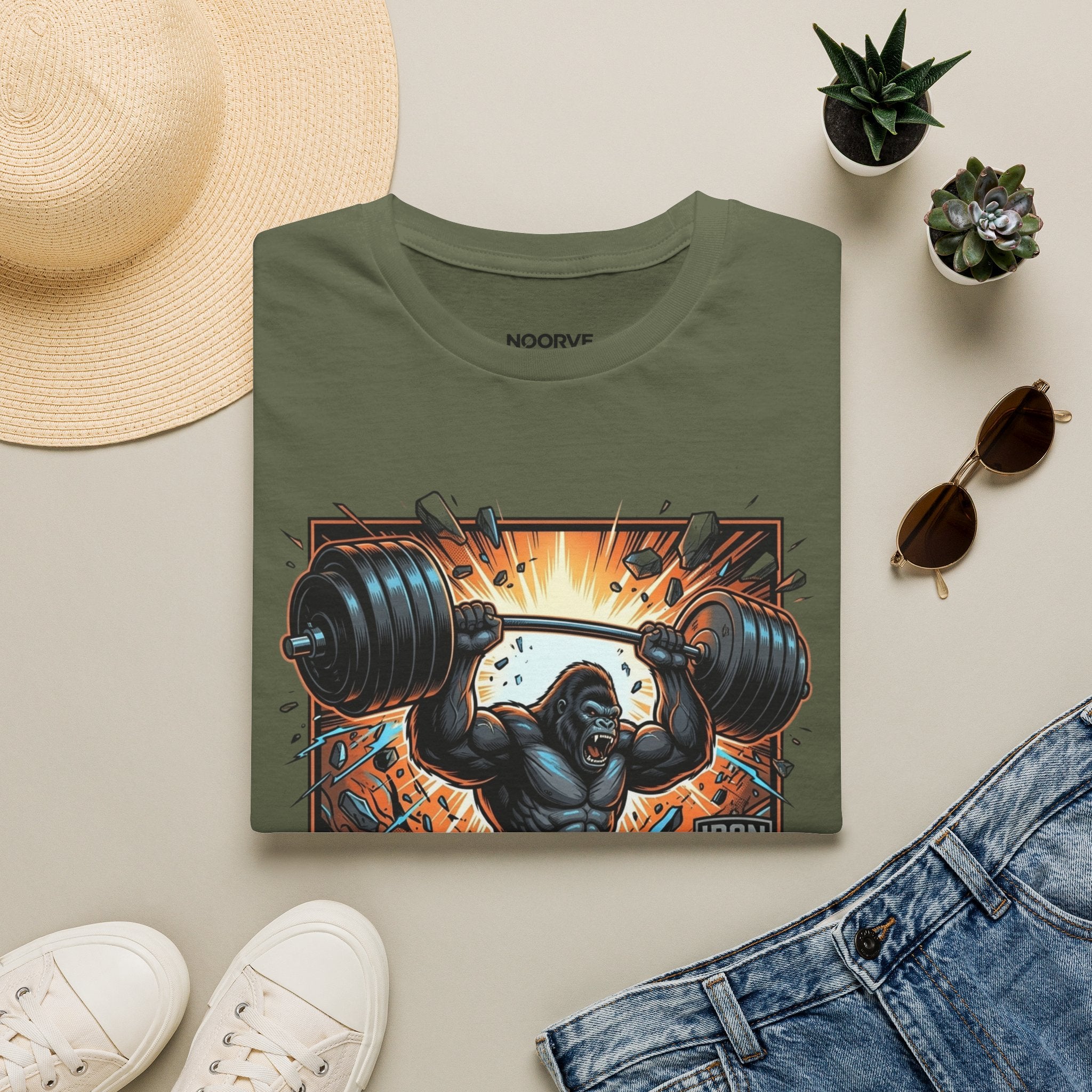 Motivational Weightlifting T-Shirt — 'No Excuses' Gorilla Gym Tee | Noorve | T-Shirt