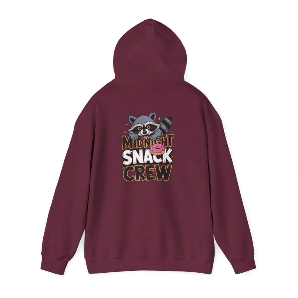 Midnight Snack Crew Hoodie — 'Wake the Sky' Raccoon Graphic Hooded Sweatshirt
