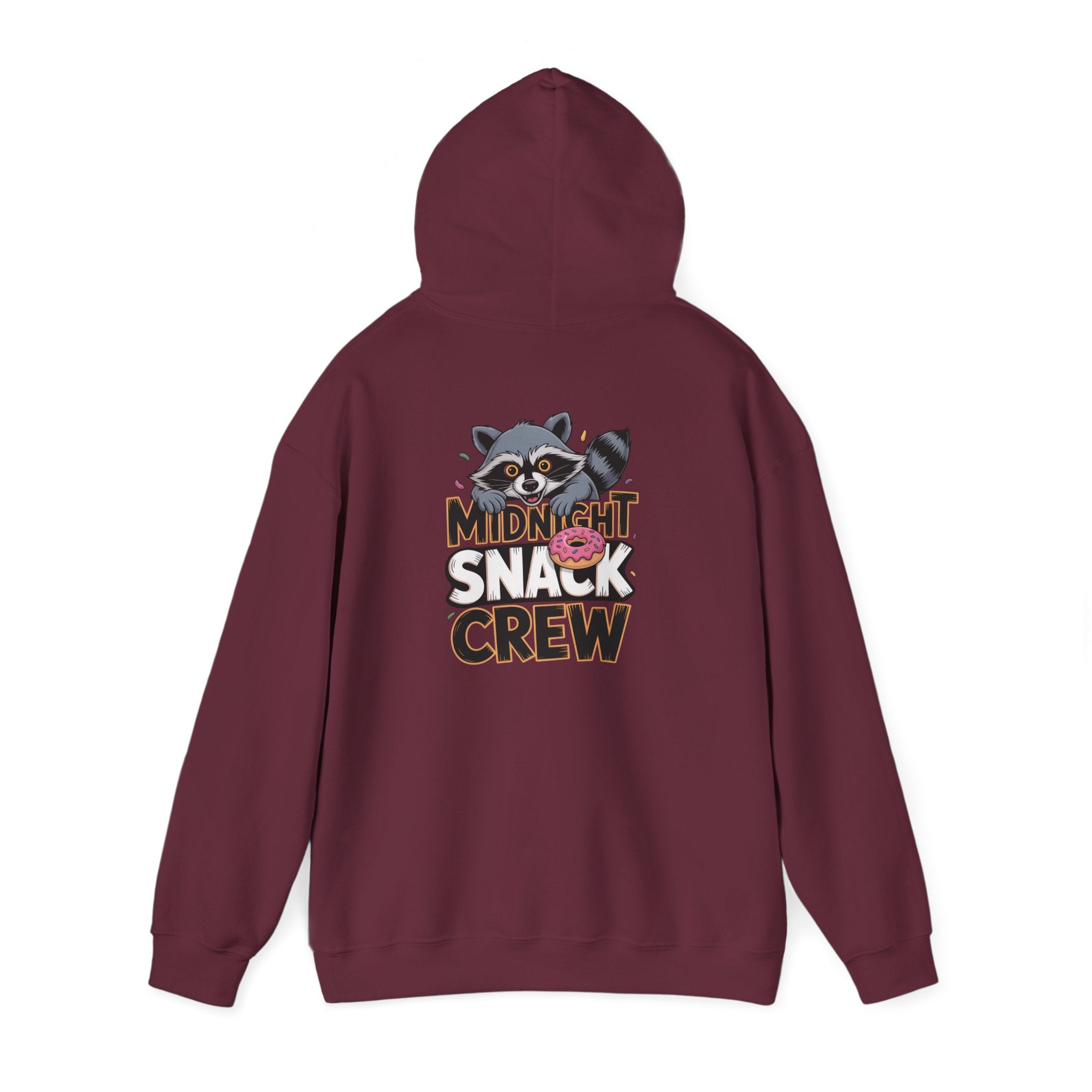 Midnight Snack Crew Hoodie — 'Wake the Sky' Raccoon Graphic Hooded Sweatshirt