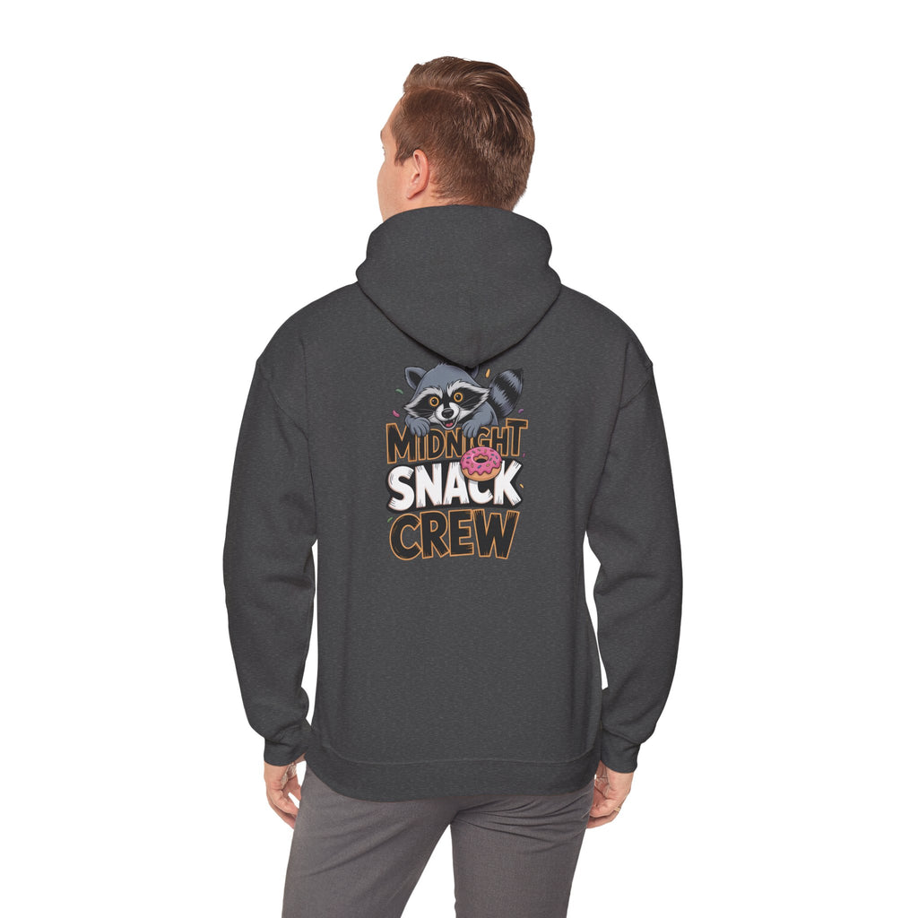 Midnight Snack Crew Hoodie — 'Wake the Sky' Raccoon Graphic Hooded Sweatshirt