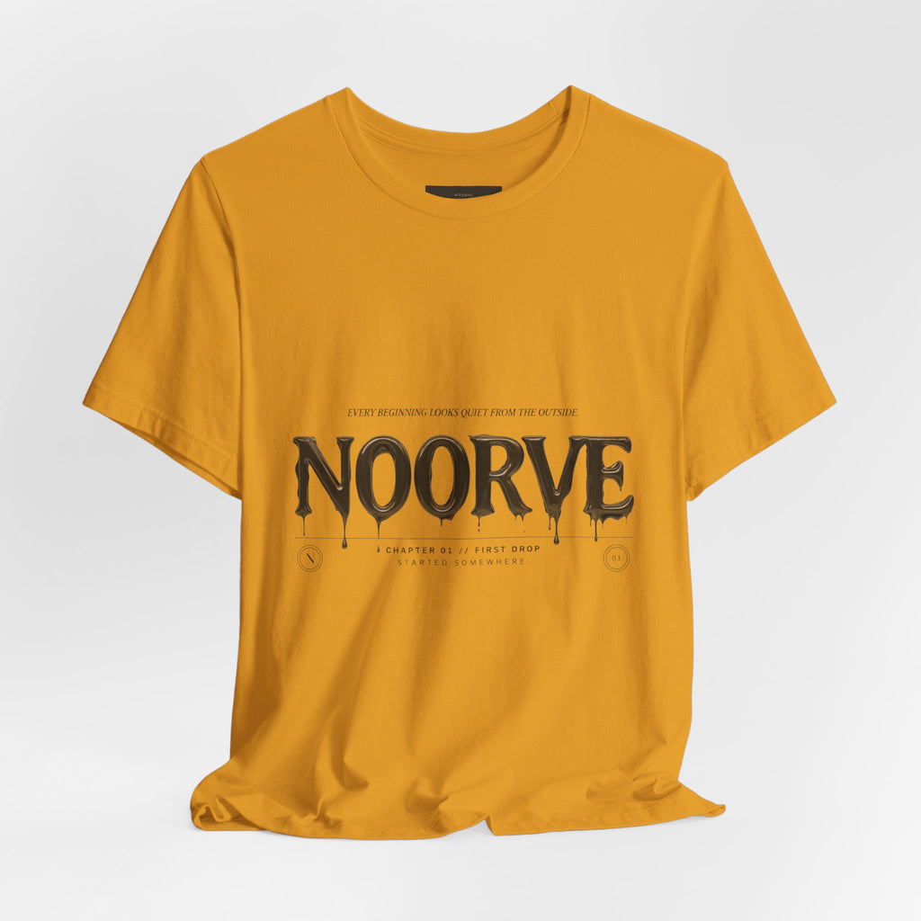 Noorve Drip Logo T-Shirt — Graphic White Tee with Gothic Dripping Text
