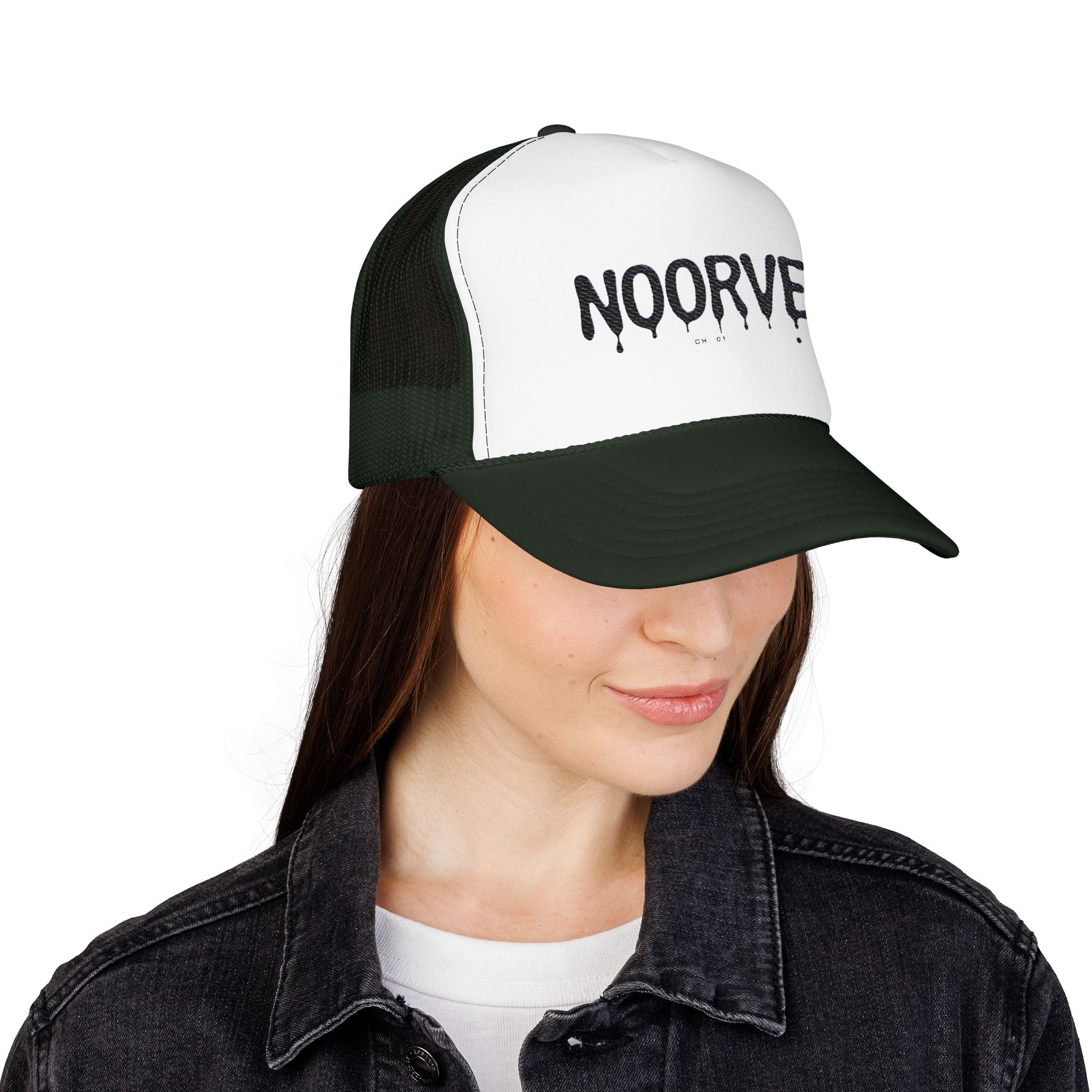 Drip Logo Trucker Hat — Noorvé Glimmer Foam Cap