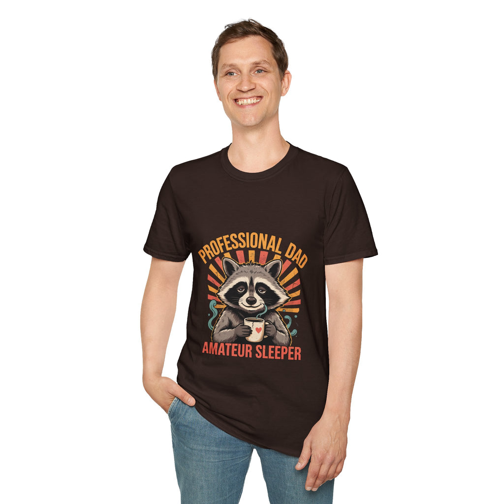 Dad T-Shirt – “Professional Dad, Amateur Sleeper” Cute Raccoon Father’s Day Tee