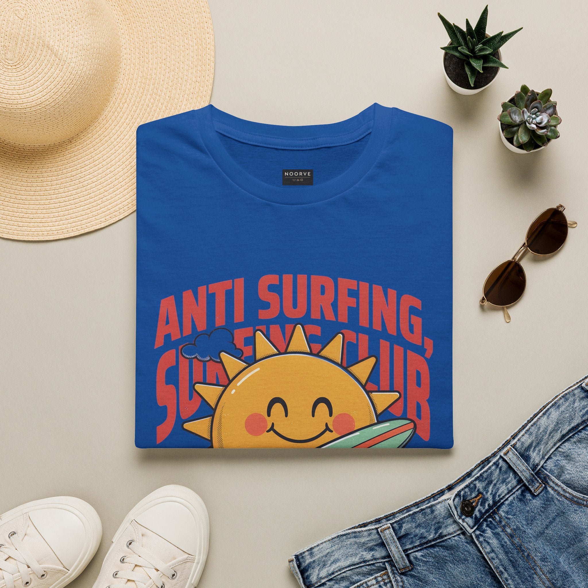 Anti Surfing Sun Club T-Shirt — Funny Retro Surfing Graphic Tee | Noorve | T-Shirt