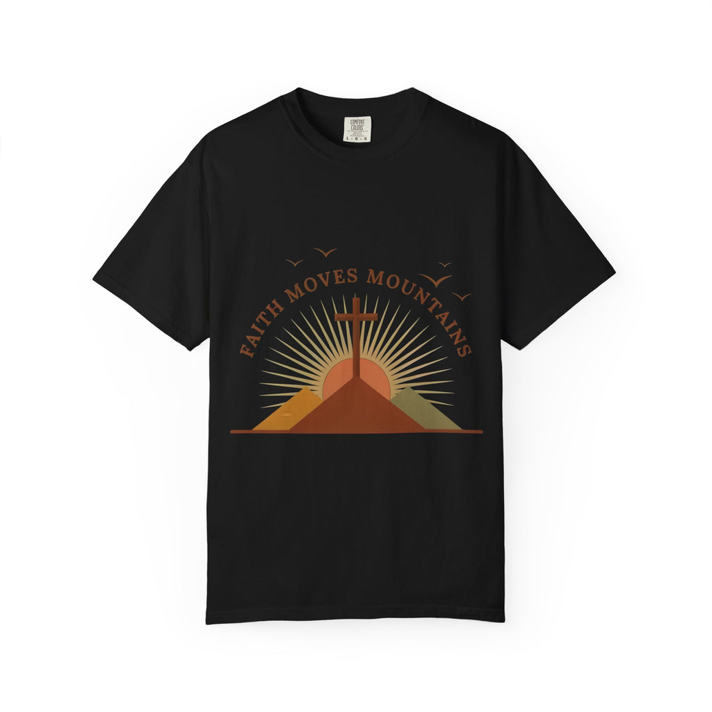 Faith Moves Mountains T-Shirt — Christian Cross Mountain Graphic Tee
