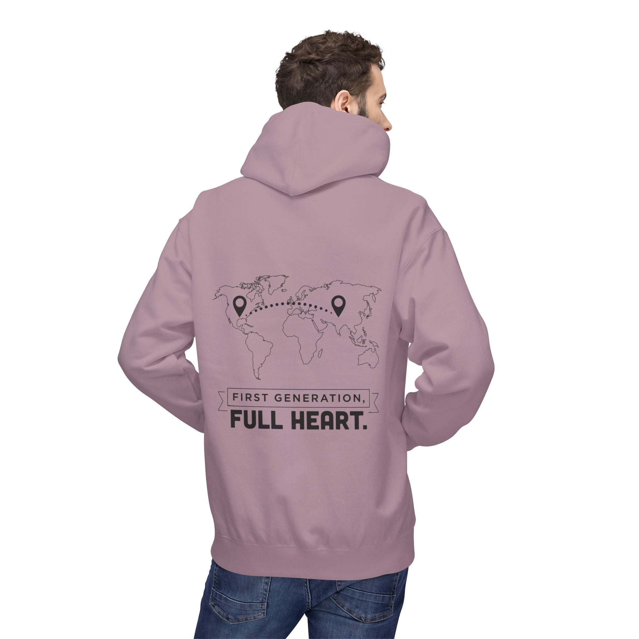 NoCrve 'First Generation, Full Heart' Hoodie — Inspirational Travel Map Pullover
