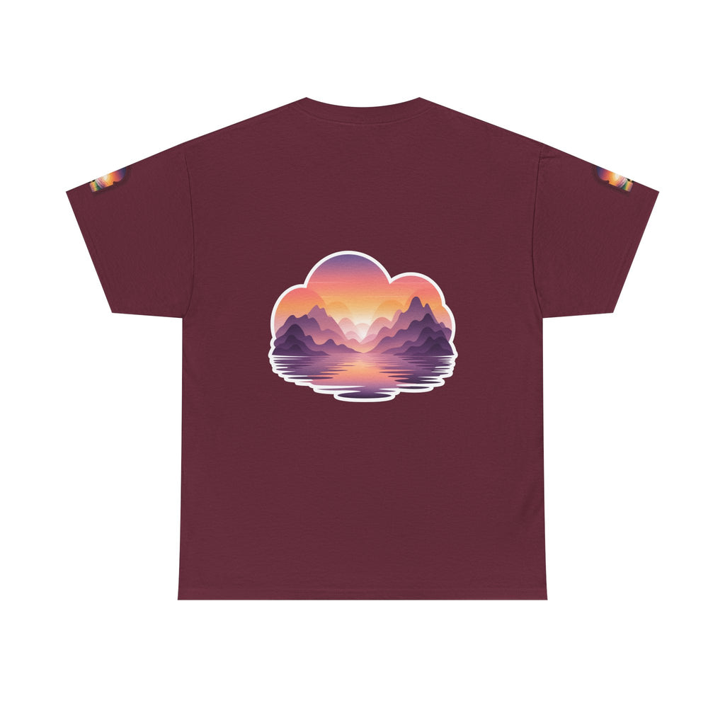 Sunset Mountain Landscape Tee - Retro Nature Graphic T-Shirt