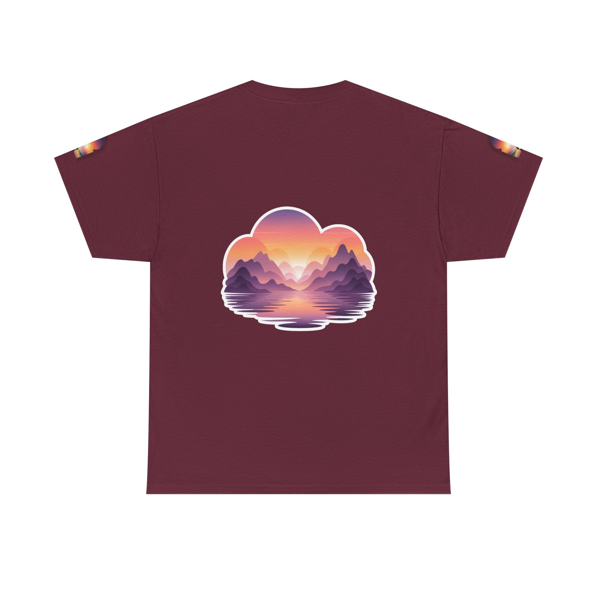 Sunset Mountain Landscape Tee - Retro Nature Graphic T-Shirt