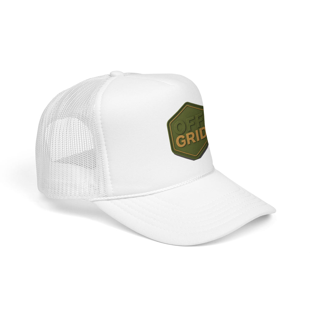 Off Grid Patch Trucker Hat — Military Green Adventure Cap