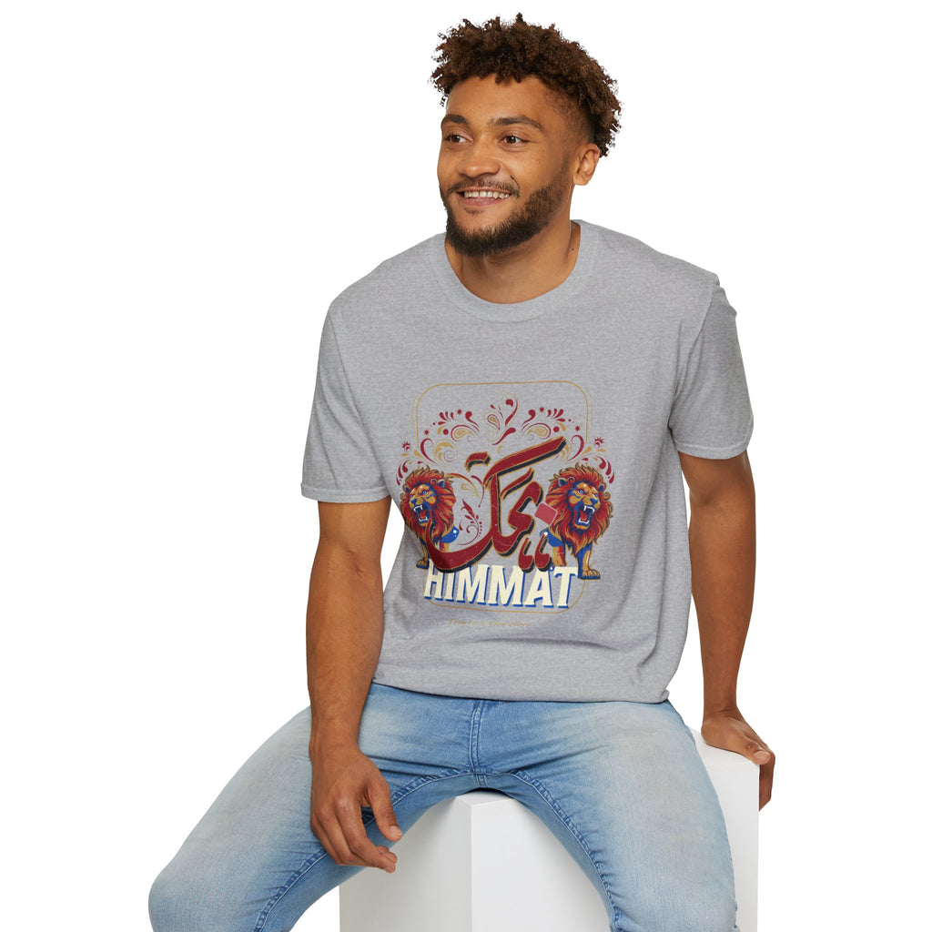 Arabic Calligraphy T-Shirt — 'Himmat' Lion Floral Graphic Tee