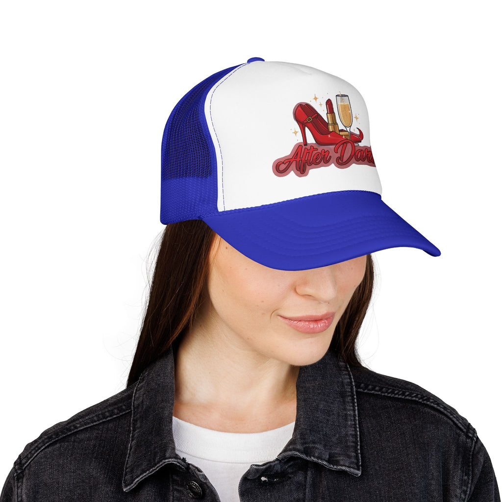 After Dark Trucker Hat — Red Heels & Champagne Foam Cap