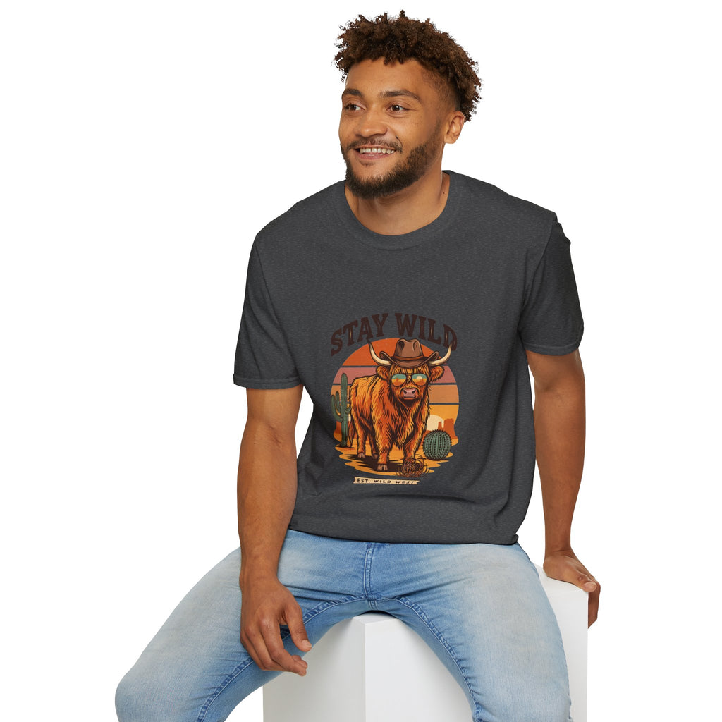 Stay Wild Longhorn T-Shirt — Retro Western Cow Skull Graphic Tee